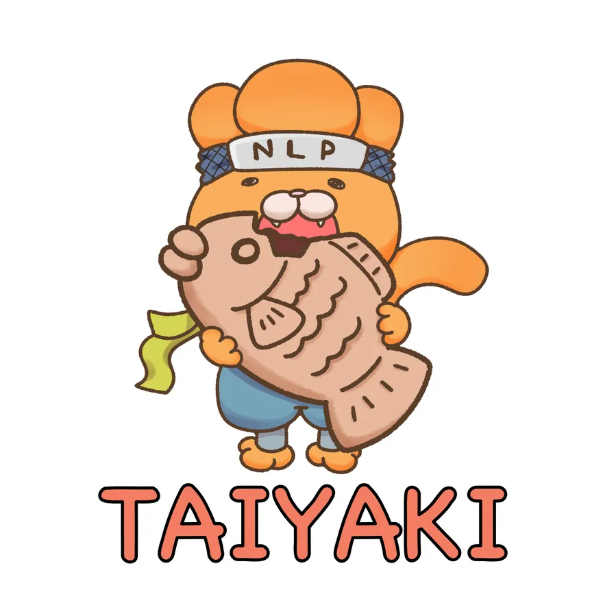 Taiyaki's mascot: a squirrel in an NLP headband holding a taiyaki.